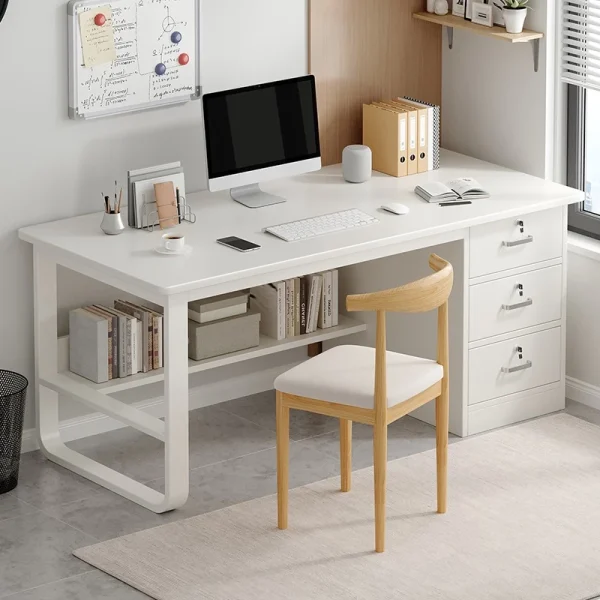 Modern Computer Desk with Lockable Drawer