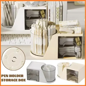 my-11134207-820lf-metu8wrz3toj59.webp Rotating Pen Holder Storage Box with Drawer