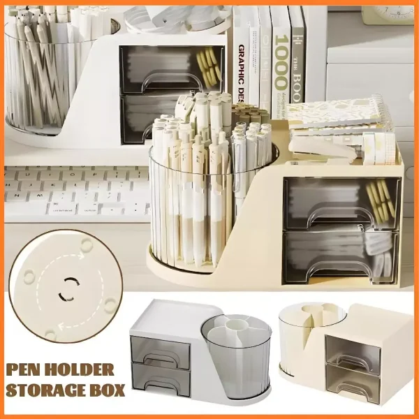 my-11134207-820lf-metu8wrz3toj59.webp Rotating Pen Holder Storage Box with Drawer